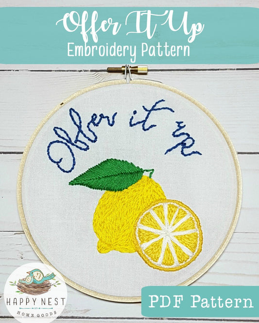PDF Embroidery Hoop Pattern Offer It Up