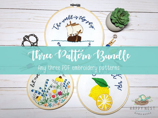 Three PDF Embroidery Pattern Bundle