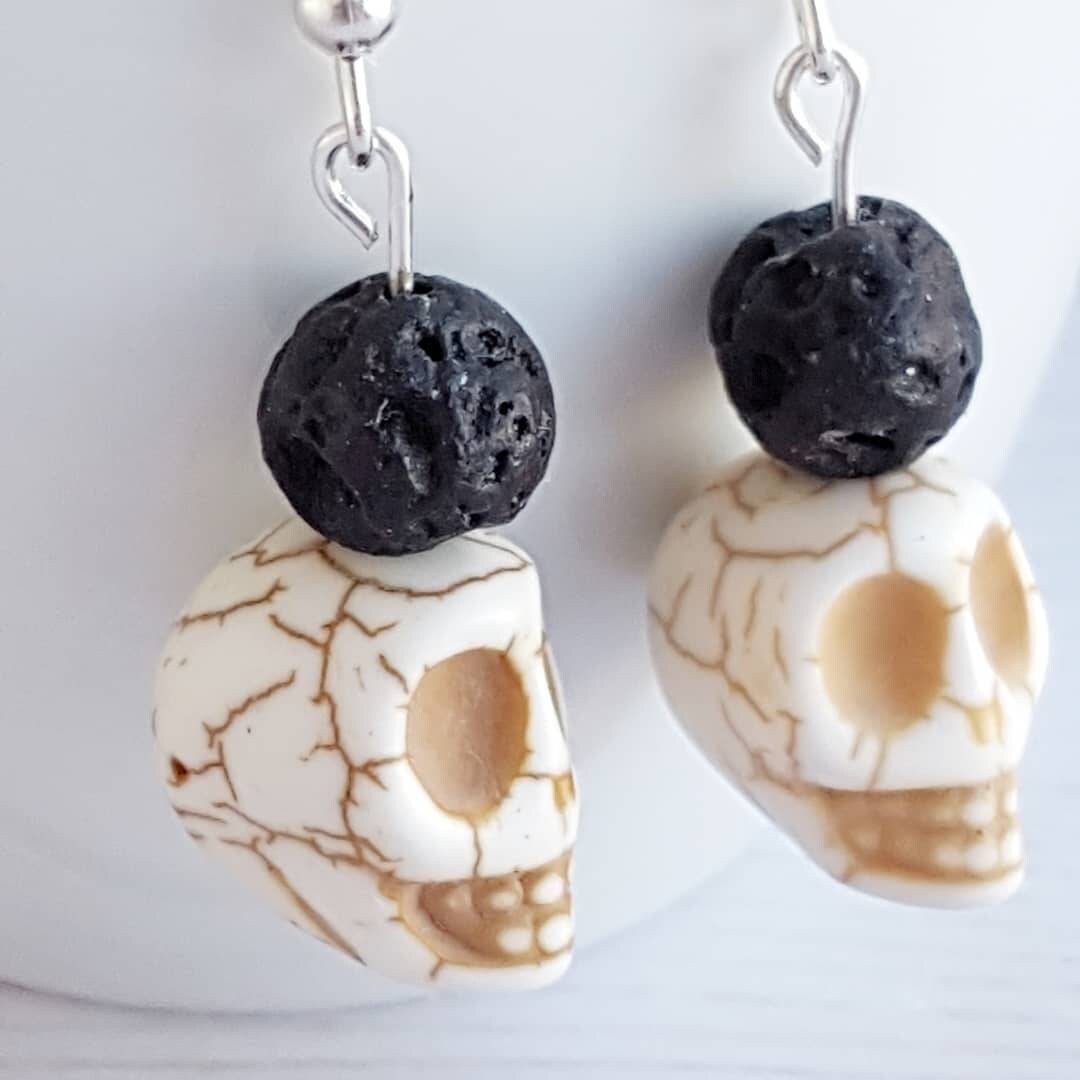 Memento Mori Skull Essential Oil Diffuser Earrings