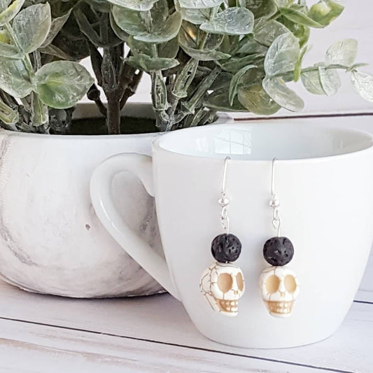 Memento Mori Skull Essential Oil Diffuser Earrings