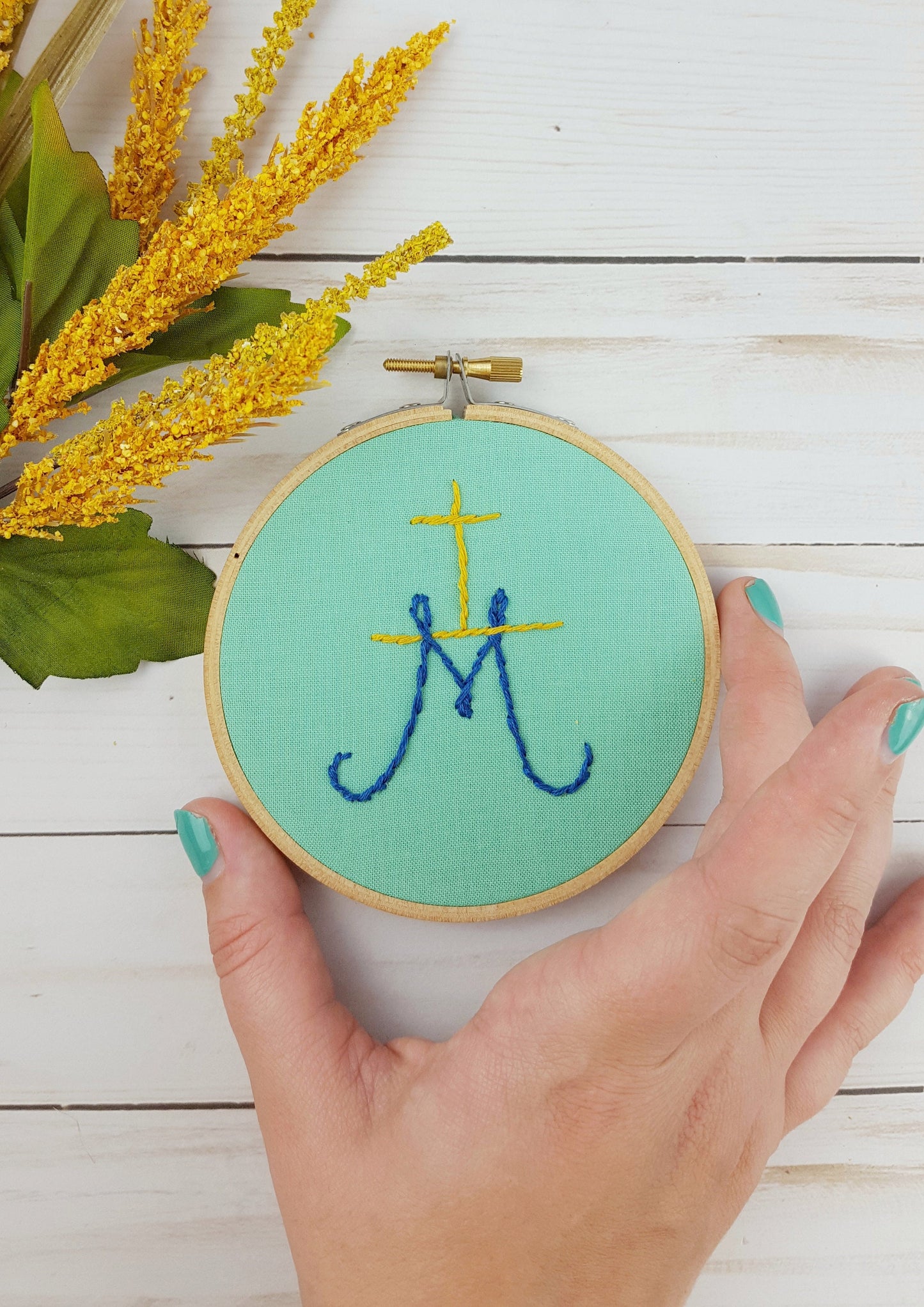 Marian Cross Embroidery Hoop