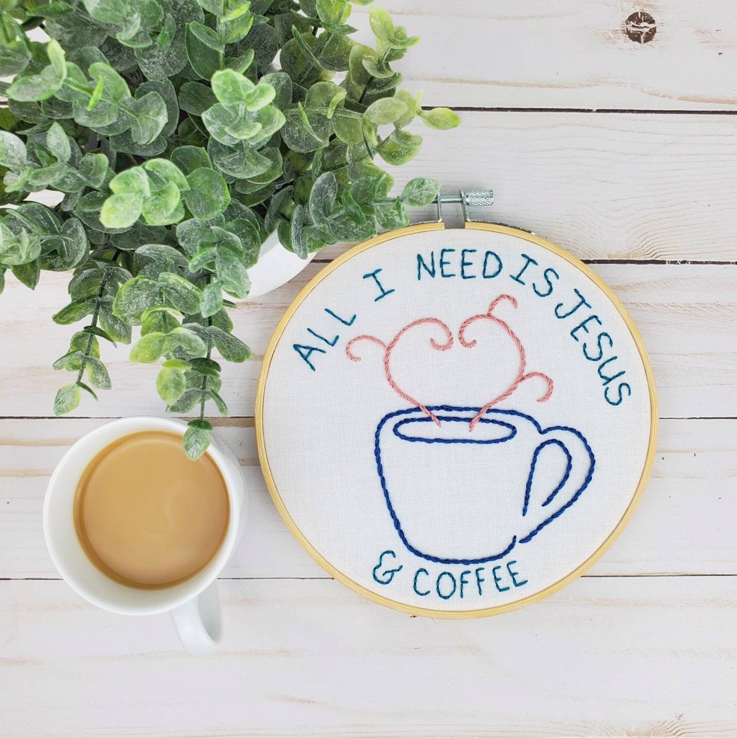 PDF Jesus and Coffee Embroidery Pattern