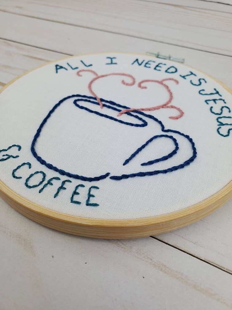 PDF Jesus and Coffee Embroidery Pattern