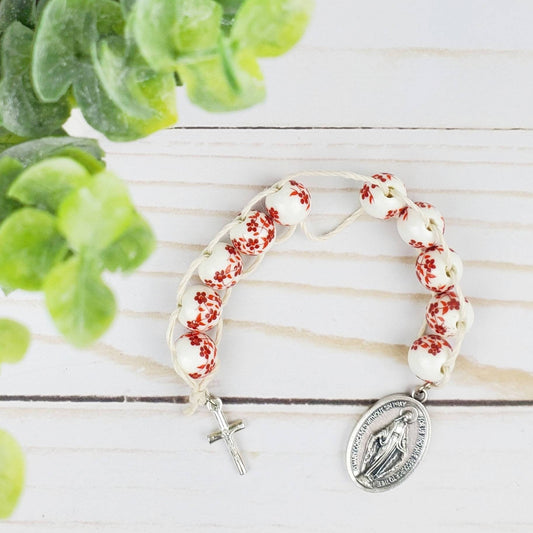 Red China Flowers Sacrifice Beads