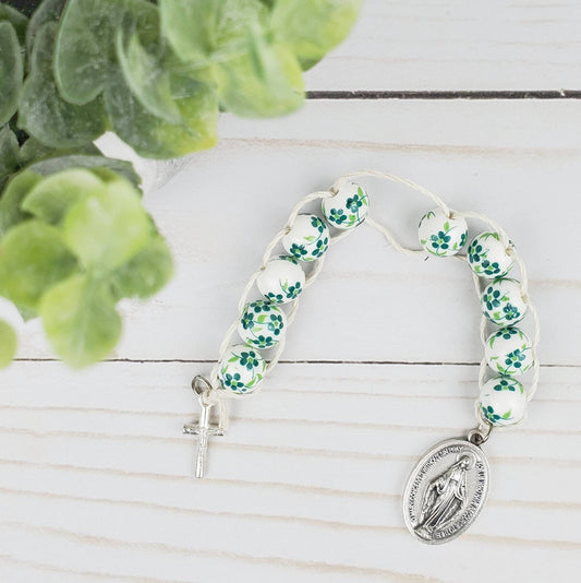 Sacrifice Beads Green Floral Ceramic Bead
