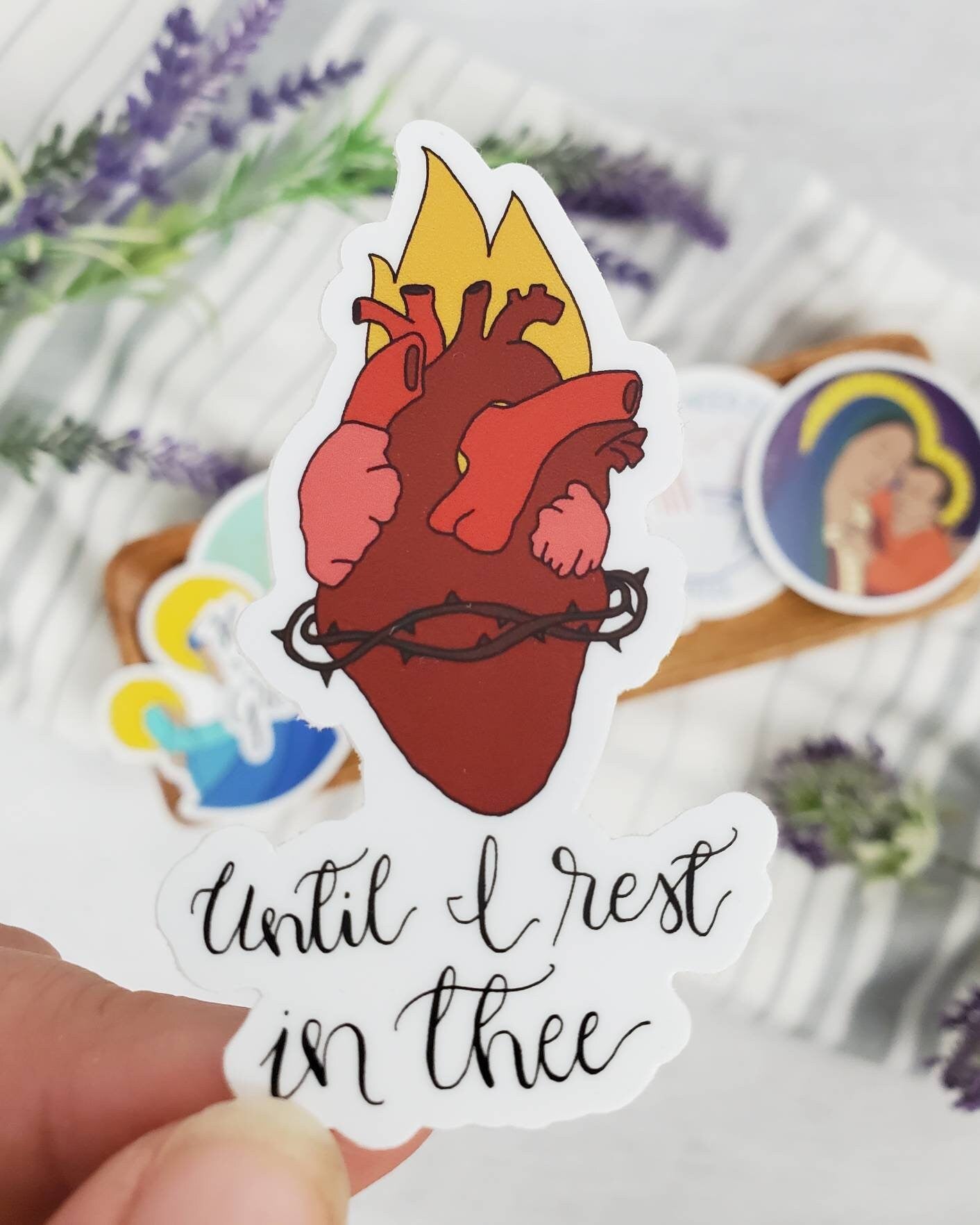 Until I rest in thee Sacred Heart of Jesus Vinyl Sticker