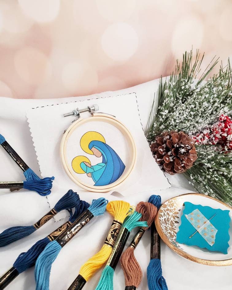 Madonna and Child Ornament Embroidery Kit