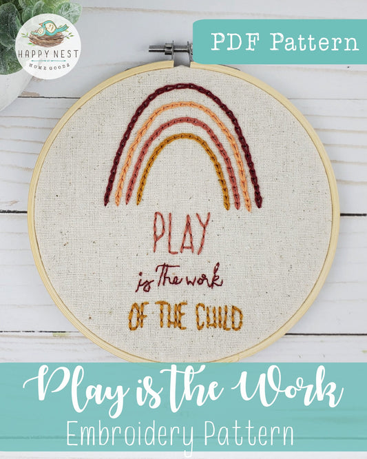 PDF Play is the Work of the Child Embroidery Pattern